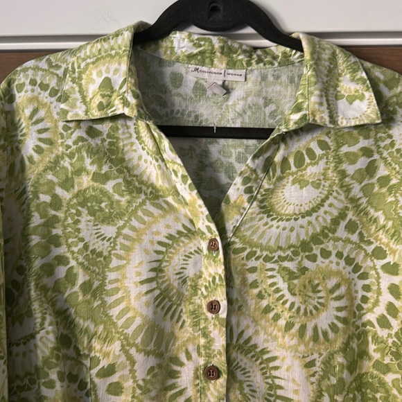 JM Collection Womens 16W Linen Button Up blouse Top Lagenlook coastal grandma - Picture 3 of 9